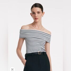Off Shoulder Striped Slim Top (Runs small)